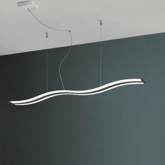 Lampadario per isola cucina moderna ondulato antracite led 47w cct 3000k 6000k con telecomando