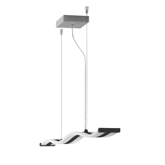 Lampadario per isola cucina moderna ondulato antracite led 47w cct 3000k 6000k con telecomando