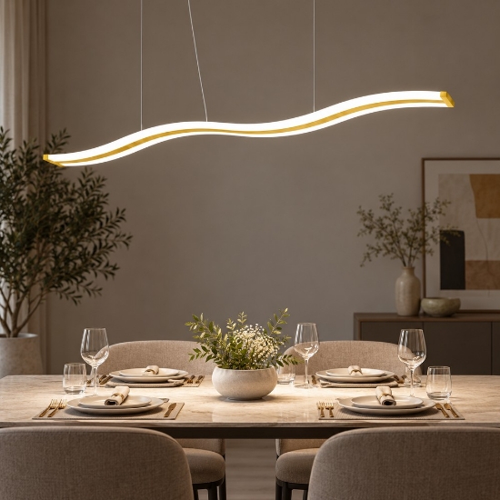 Lampadario ondulato led 47w cct 3000k 6000k per cucina moderno a sospensione giallo