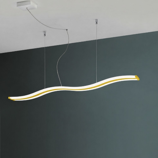 Lampadario ondulato led 47w cct 3000k 6000k per cucina moderno a sospensione giallo