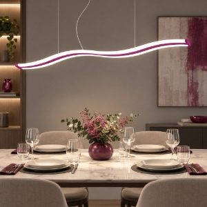 Lampadario led 47w cct 3000k 6000k per sala da pranzo moderna a sospensione magenta