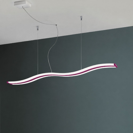Lampadario led 47w cct 3000k 6000k per sala da pranzo moderna a sospensione magenta