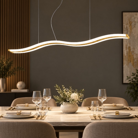 Lampadario a sospensione led 47w cct 3000k 6000k dimmerabile con telecomando oro opaco
