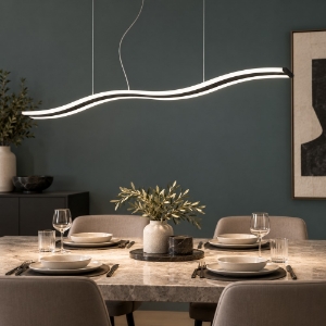 Lampadario a sospensione moderno ondulato nero led 47w cct 3000k 6000k per sala da pranzo soggiorno