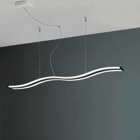 Lampadario a sospensione moderno ondulato nero led 47w cct 3000k 6000k per sala da pranzo soggiorno