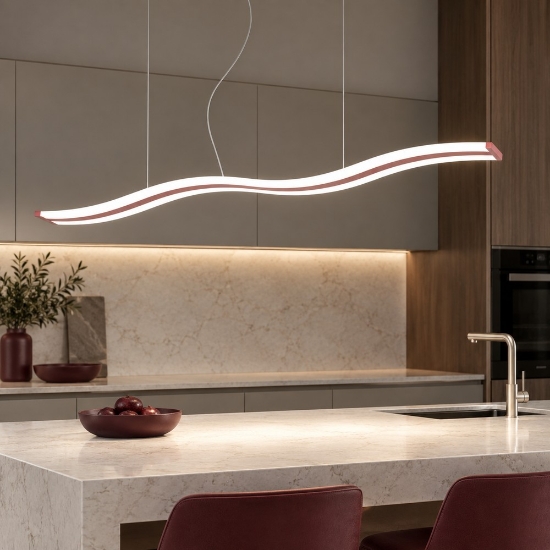 Lampadario a sospensione moderno lineare pesca led 47w cct 3000k 6000k dimmerabile con telecomando