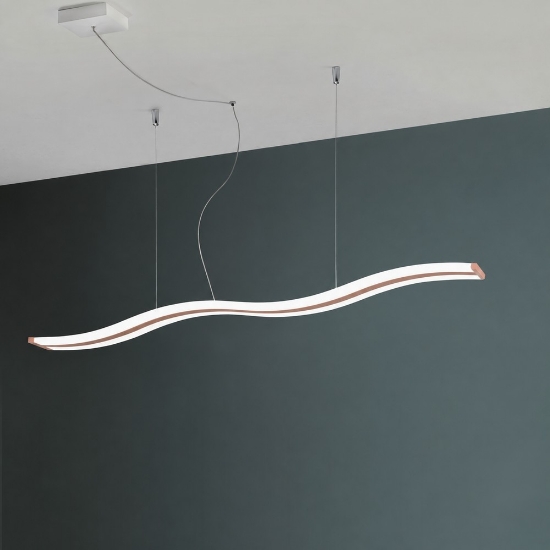 Lampadario a sospensione moderno lineare pesca led 47w cct 3000k 6000k dimmerabile con telecomando