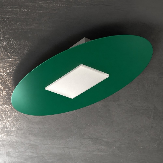 Plafoniera moderna ovale verde bosco led 36w cct 3000k 4000k per salone