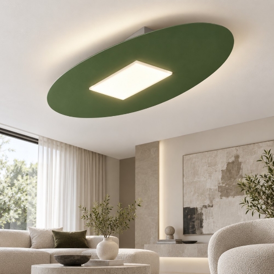 Plafoniera led 36w cct 3000k 4000k moderna ovale verde oliva per soggiorno