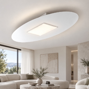 Plafoniera led 36w cct 3000k 4000k moderna ovale bianca per soggiorno