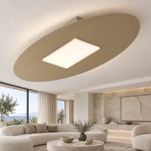 Plafoniera moderna ovale sabbia led 36w cct 3000k 4000k per soggiorno