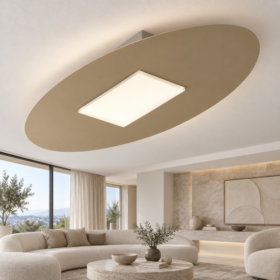 Plafoniera moderna ovale sabbia led 36w cct 3000k 4000k per soggiorno