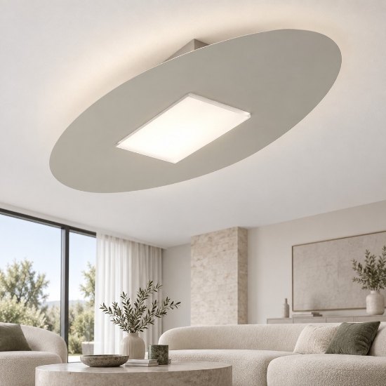 Plafoniera led 36w cct 3000k 4000k moderna ovale tortora