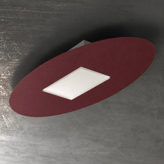 Plafoniera moderna ovale bordeaux led 36w cct 3000k 4000k per soggiorno
