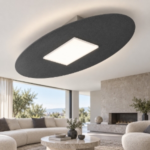 Plafoniera moderna ovale antracite led 36w cct 3000k 4000k 82cm