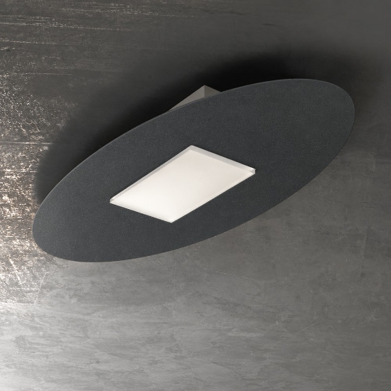 Plafoniera moderna ovale antracite led 36w cct 3000k 4000k 82cm