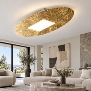 Plafoniera led 36w cct 3000k 4000k moderna ovale foglia oro