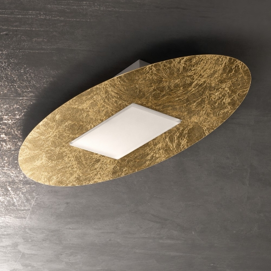 Plafoniera led 36w cct 3000k 4000k moderna ovale foglia oro