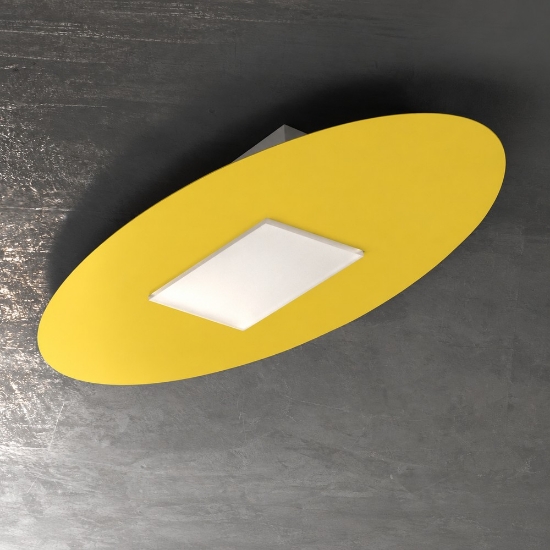 Plafoniera ovale moderna giallo girasole led 36w cct 3000k 4000k 82cm
