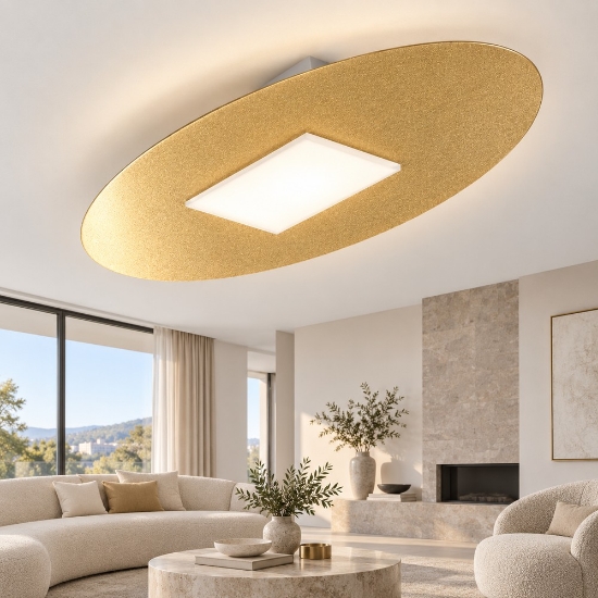 Plafoniera led 36w cct 3000k 4000k ovale moderna oro opaco per salone