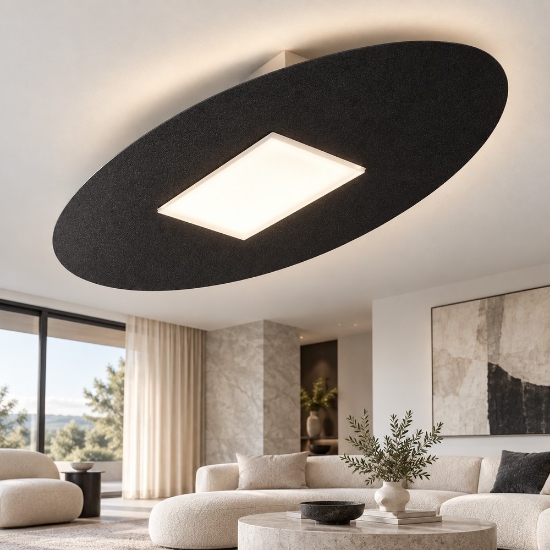 Plafoniera moderna ovale nera led 36w cct 3000k 4000k