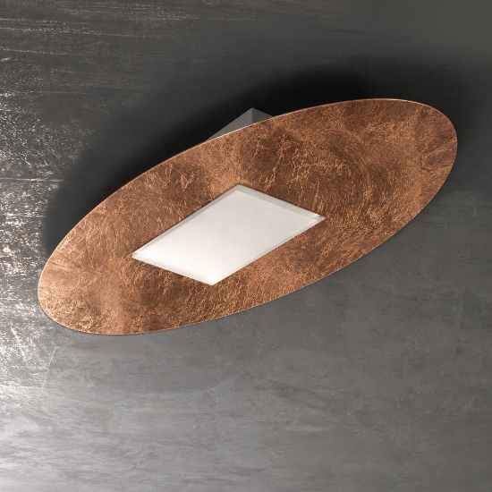 Plafoniera led 36w cct 3000k 4000k ovale moderna foglia rame