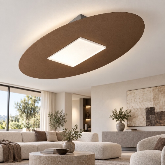 Plafoniera led 36w cct 3000k 4000k moderna ovale ruggine 82cm