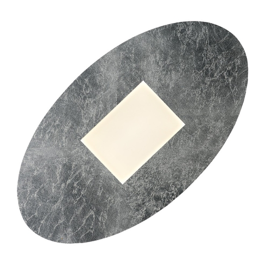 Plafoniera moderna ovale foglia argento led 36w cct 3000k 4000k