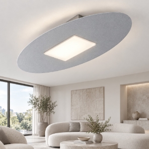 Plafoniera led 36w cct 3000k 4000k ovale moderna grigio perla 82cm