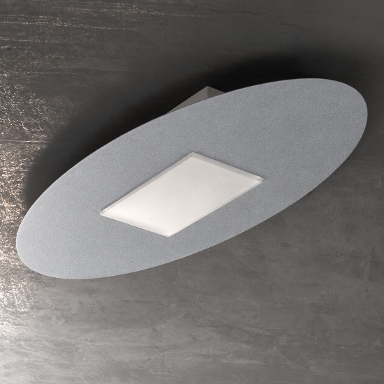 Plafoniera led 36w cct 3000k 4000k ovale moderna grigio perla 82cm