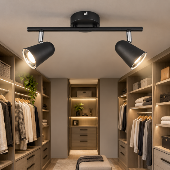 Faretto da soffitto per cabina armadio led 3.5w 3000k nero opaco
