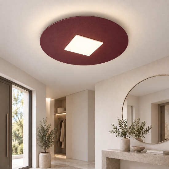 Plafoniera tonda moderna bordeaux led 16w cct 3000k 4000k 28cm