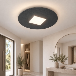 Plafoniera moderna tonda antracite per ingresso led 16w cct 3000k 4000k 28cm