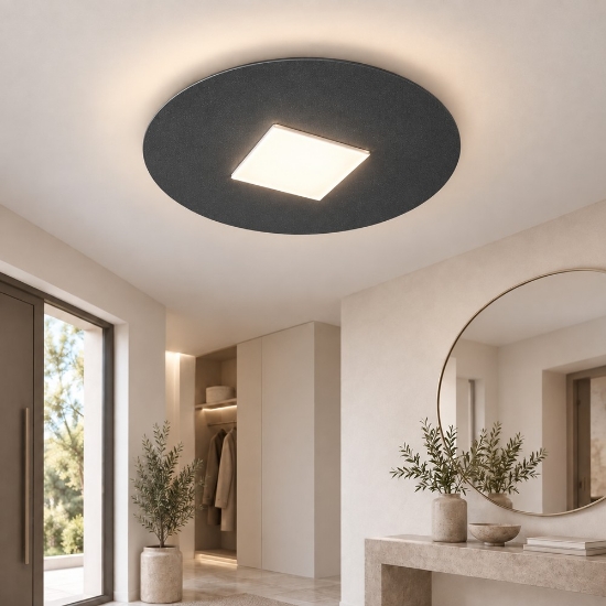Plafoniera moderna tonda antracite per ingresso led 16w cct 3000k 4000k 28cm