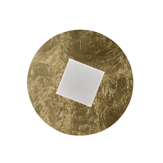 Plafoniera led 16w cct 3000k 4000k moderna tonda foglia oro 28cm