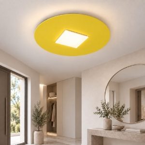 Plafoniera led 16w cct 3000k 4000k 28cm tonda moderna giallo girasole