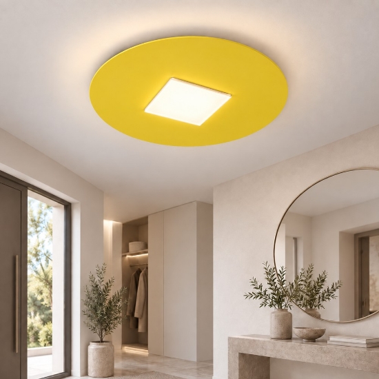 Plafoniera led 16w cct 3000k 4000k 28cm tonda moderna giallo girasole