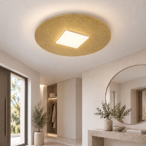 Plafoniera led 16w cct 3000k 4000k tonda moderna oro opaco per ingresso 28cm