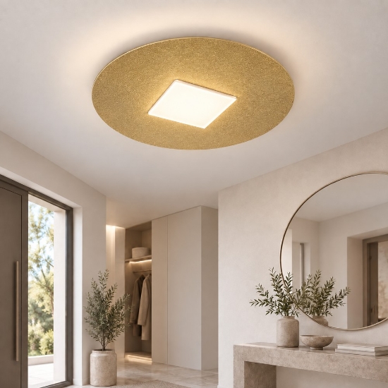 Plafoniera led 16w cct 3000k 4000k tonda moderna oro opaco per ingresso 28cm