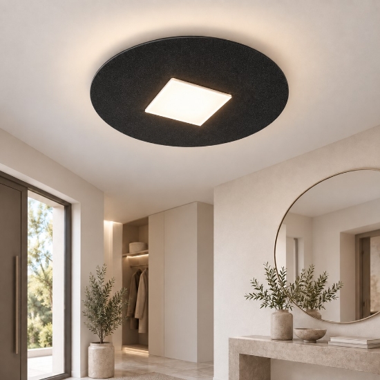 Plafoniera moderna per ingresso tonda nera led 16w cct 3000k 4000k 28cm