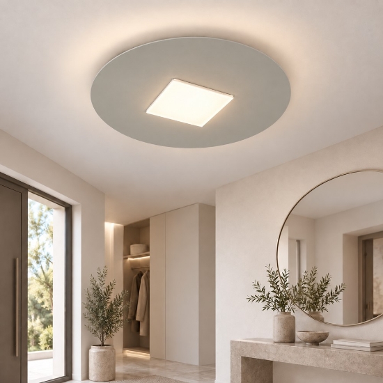 Plafoniera led 16w cct 3000k 4000k moderna per ingresso tonda tortora 28cm
