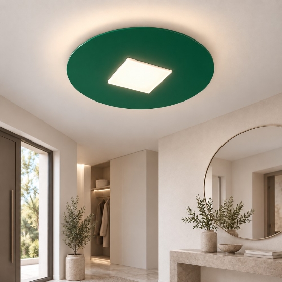Plafoniera moderna tonda verde bosco led 16w cct 3000k 4000k 28cm
