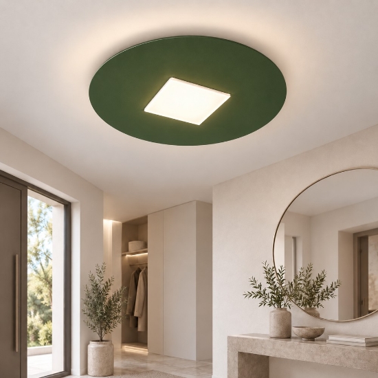 Plafoniera led 16w cct 3000k 4000k 28cm moderna per ingresso tonda verde oliva