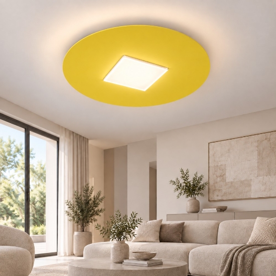 Plafoniera led 26w cct 3000k 4000k moderna giallo girasole per soggiorno 50cm