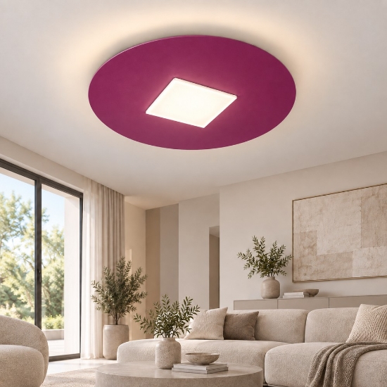 Plafoniera led 26w cct 3000k 4000k moderna tonda magenta 50cm