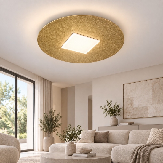 Plafoniera led 26w cct 3000k 4000k 50cm tonda moderna oro opaco