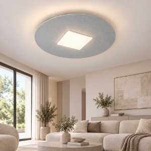 Plafoniera led 26w cct 3000k 4000k tonda moderna grigio perla 50cm