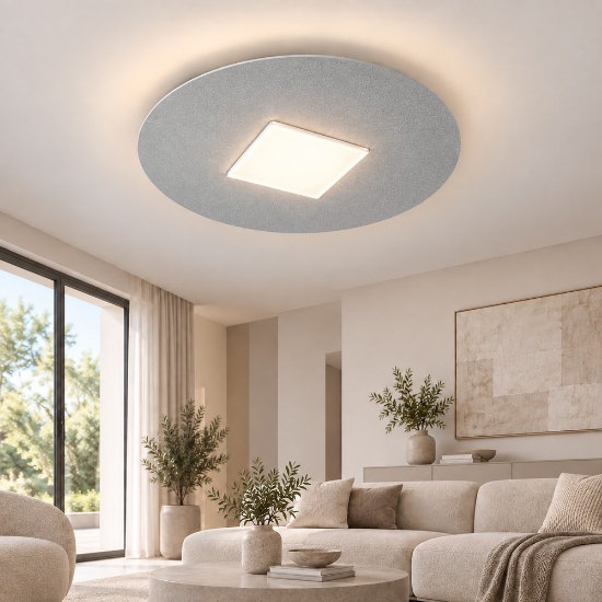 Plafoniera led 26w cct 3000k 4000k tonda moderna grigio perla 50cm