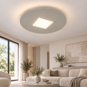 Plafoniera led 26w cct 3000k 4000k 50cm moderna per soggiorno tonda tortora
