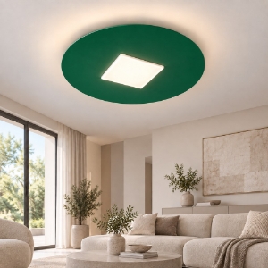 Plafoniera moderna per soggiorno tonda verde bosco led 26w cct 3000k 4000k 50cm